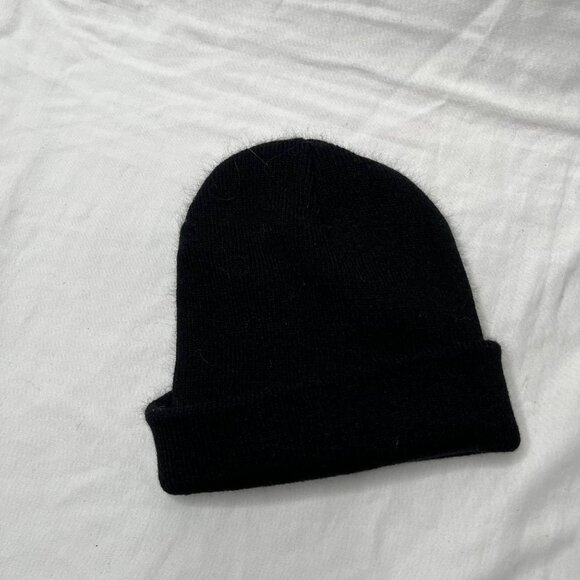 Edikted Embroidered Black Cuffed Ribbed Knit Beanie Hat - Picture 3 of 3